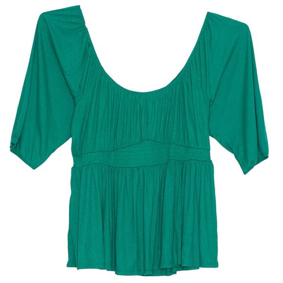 NWT Torrid Top 3/4 Sleeve Smocked Waist Milkmaid Boho Peasant Cottage Green 4 4X - Picture 1 of 6